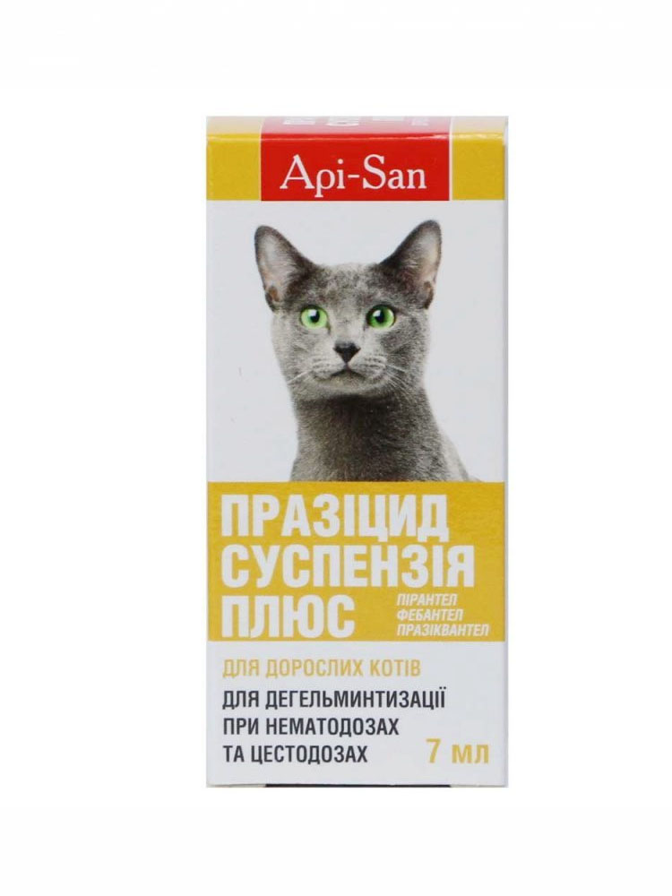 СУСПЕНЗІЯ АПІ-САН ПРАЗІЦІД-ПЛЮС ВІД ГЛИСТІВ ДЛЯ КІШОК 7 МЛ
